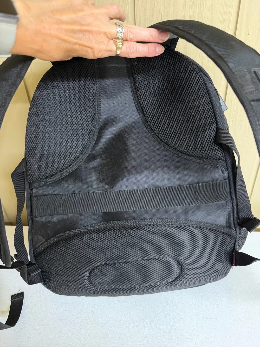 Shrradoo Black Large laptop Backpack with Red Accents